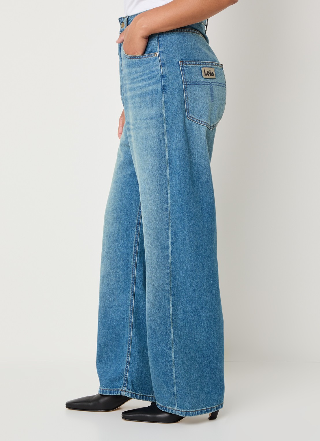 Lois Bruna high waist loose fit jeans met lichte wassing - detail 3 indigo