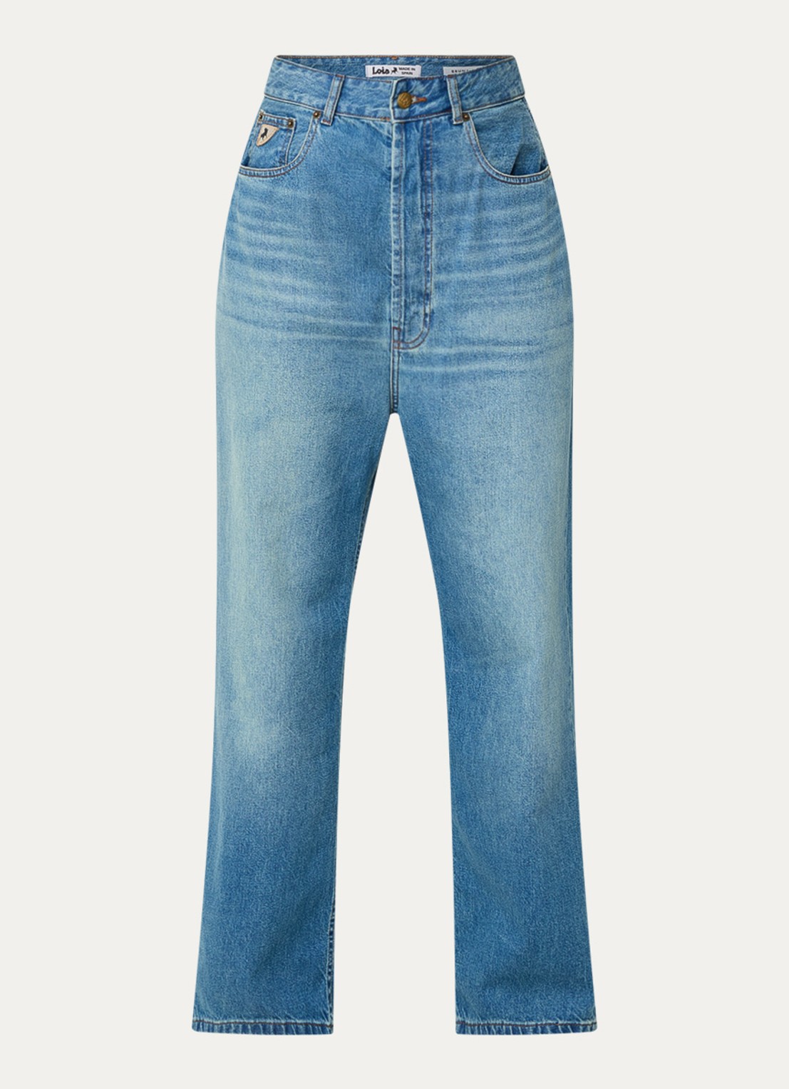 Lois Bruna high waist loose fit jeans met lichte wassing - voorkant 4 indigo