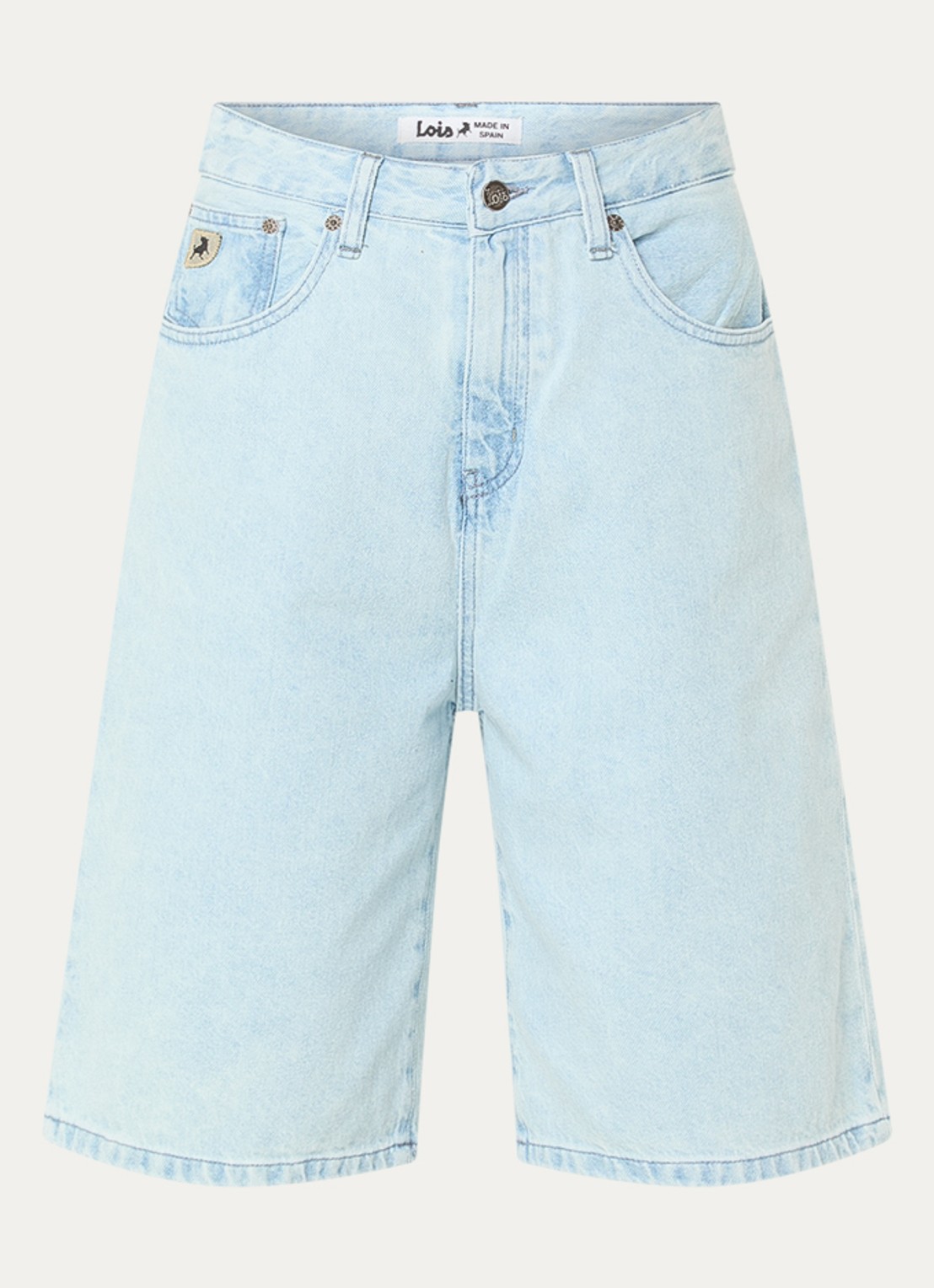 Lois Camille high waist loose fit korte broek van denim - voorkant 3 lichtblauw