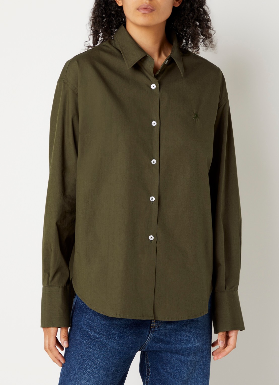 Lois Caryn blouse met logo - detail 3 bronsgroen