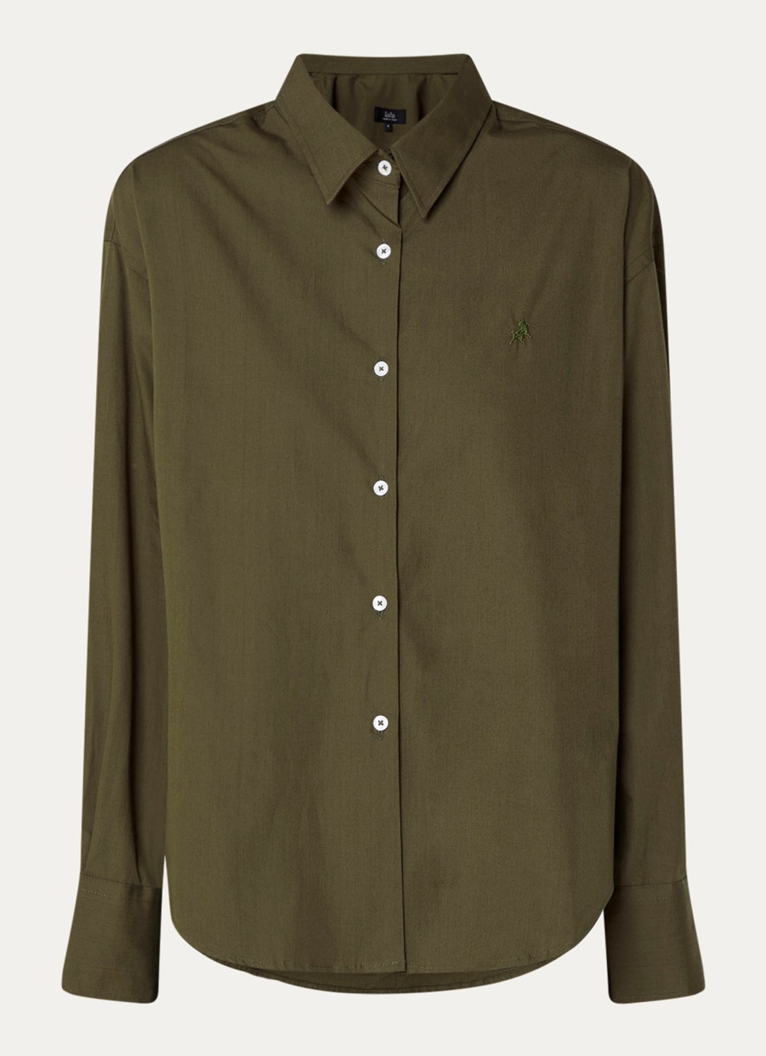 Lois Caryn blouse met logo - voorkant bronsgroen