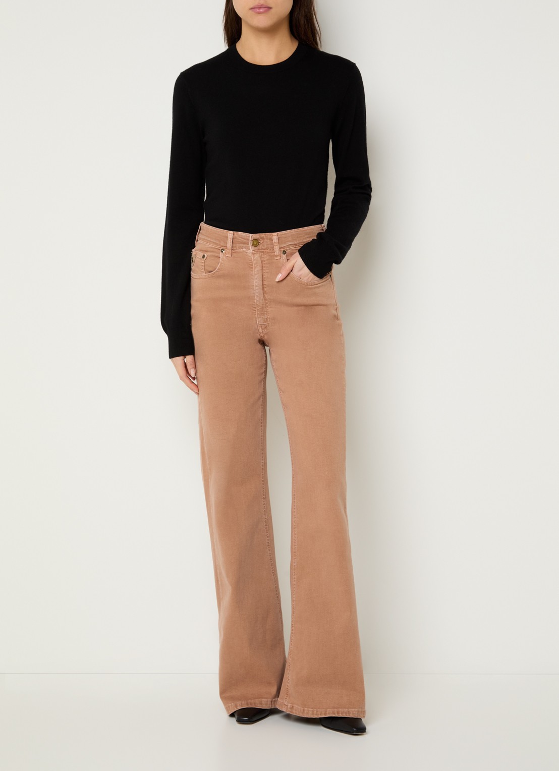 Lois High waist flared jeans met gekleurde wassing - voorkant 2 bruin