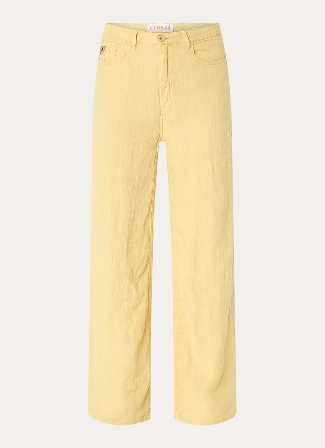 Lois High waist loose fit chino van linnen - voorkant 3 geel