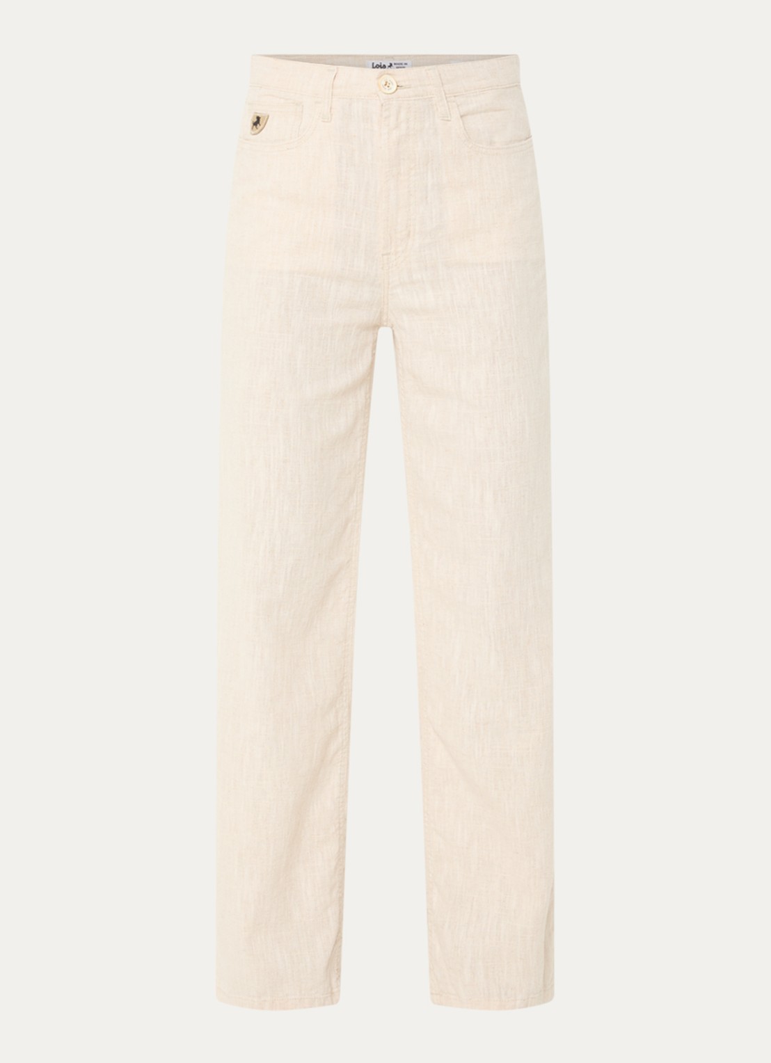 Lois High waist loose fit chino van linnen - voorkant 4 beige
