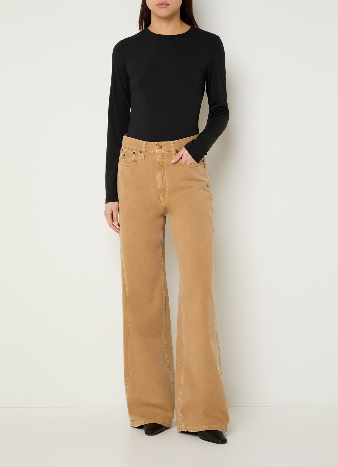 Lois High waist loose fit jeans met gekleurde wassing - voorkant 5 camel