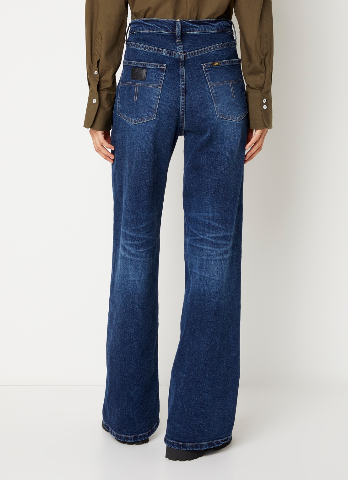 Lois High waist straight leg jeans met donkere wassing - achterkant 5 indigo