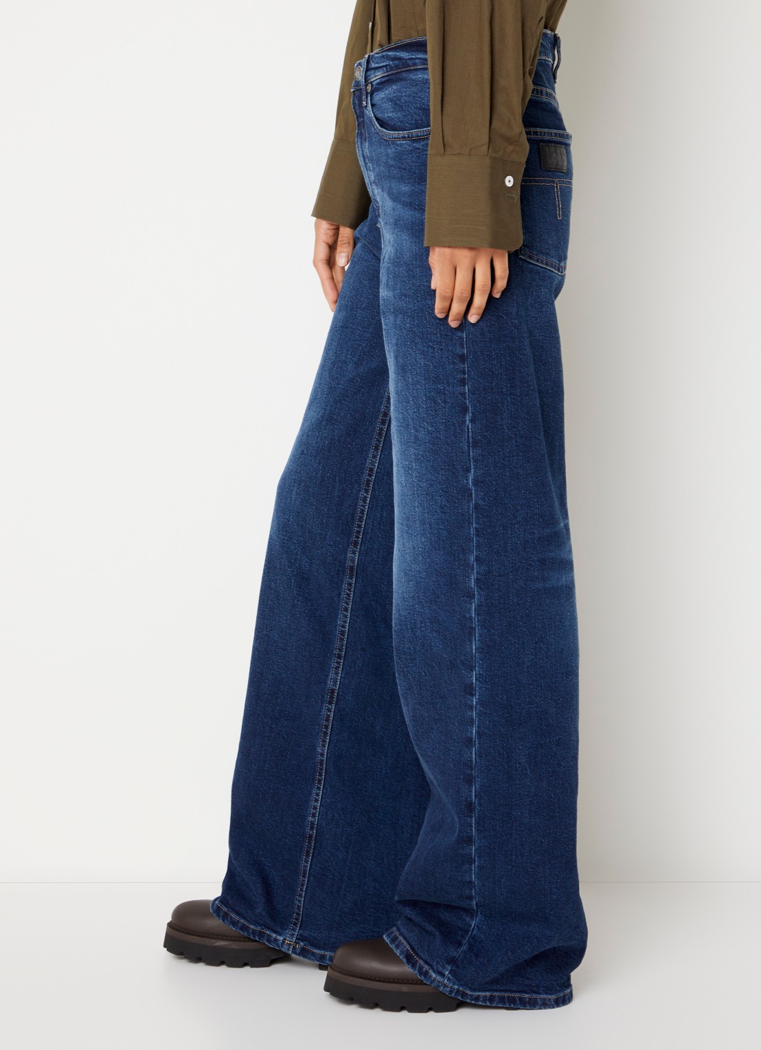 Lois High waist straight leg jeans met donkere wassing - detail 4 indigo