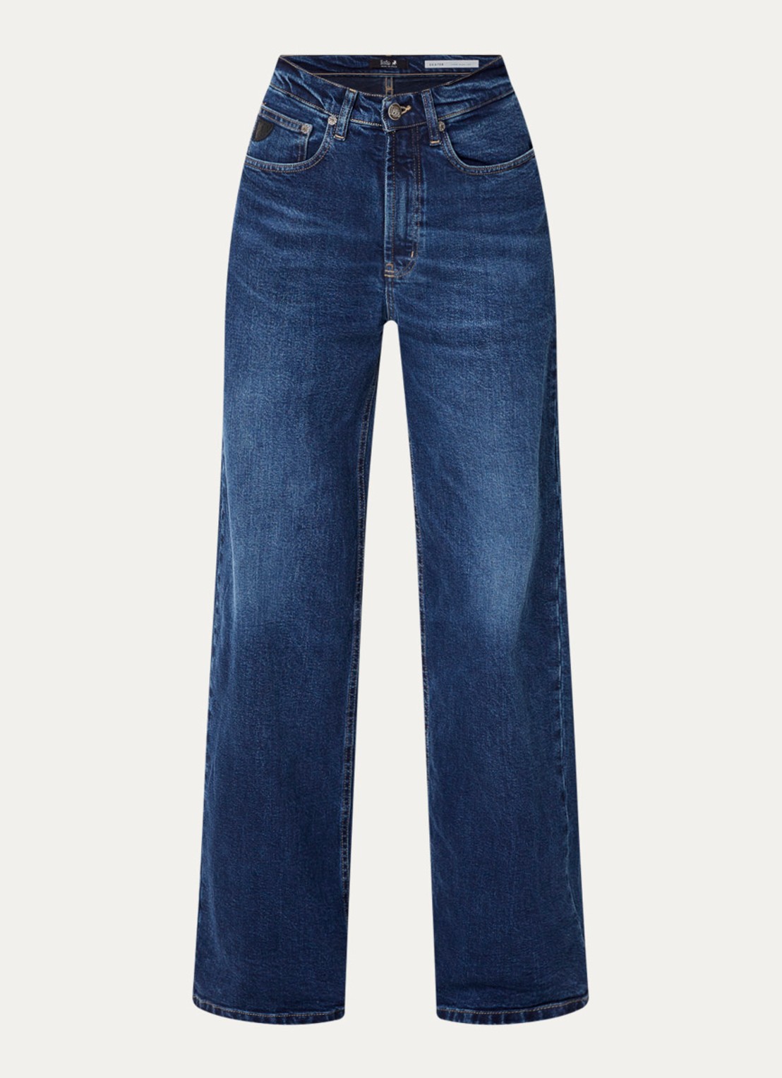 Lois High waist straight leg jeans met donkere wassing - voorkant indigo