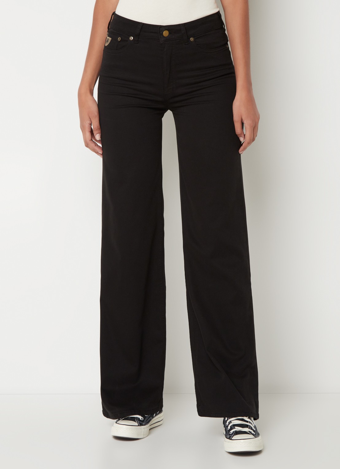 Lois High waist straight leg jeans met stretch - detail 4 zwart