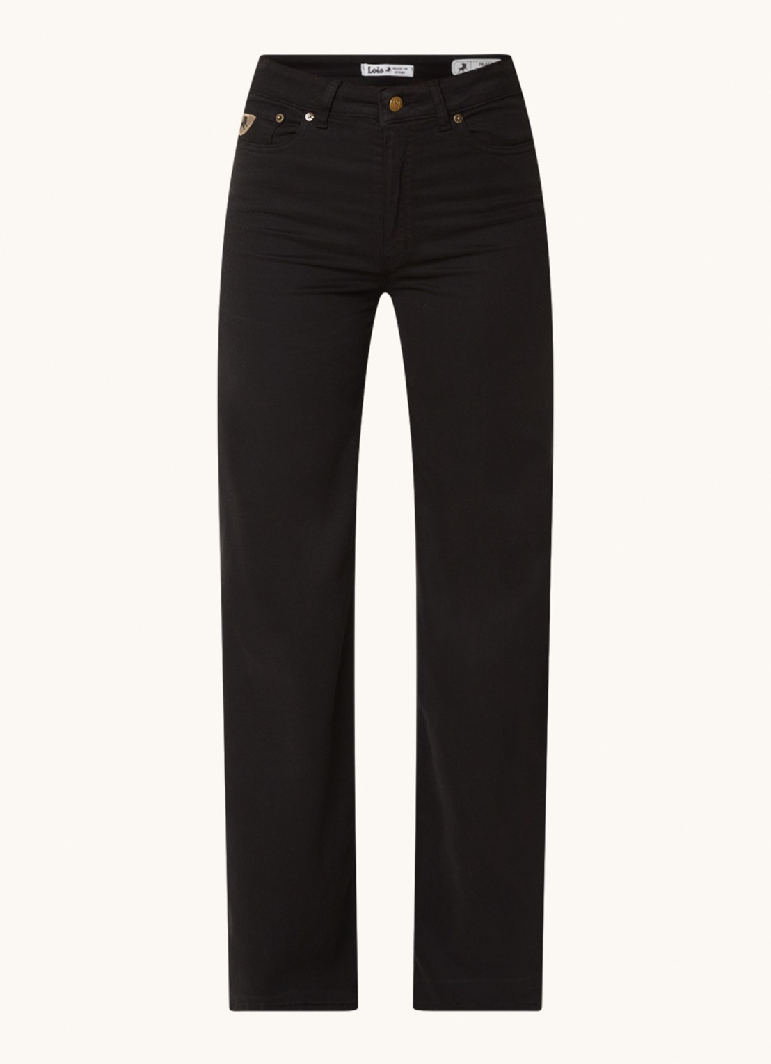Lois High waist straight leg jeans met stretch - voorkant 2 zwart