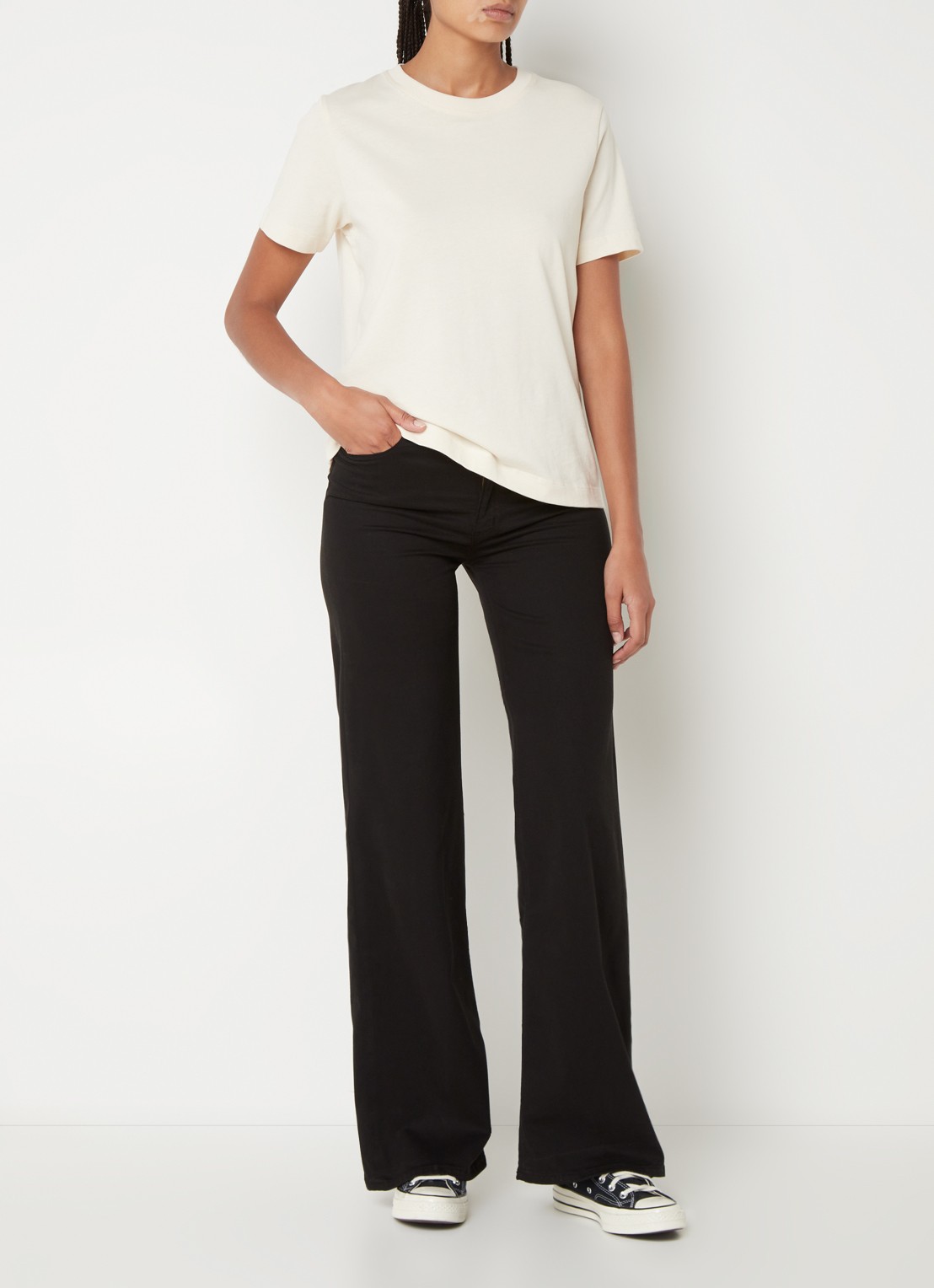 Lois High waist straight leg jeans met stretch - voorkant 3 zwart