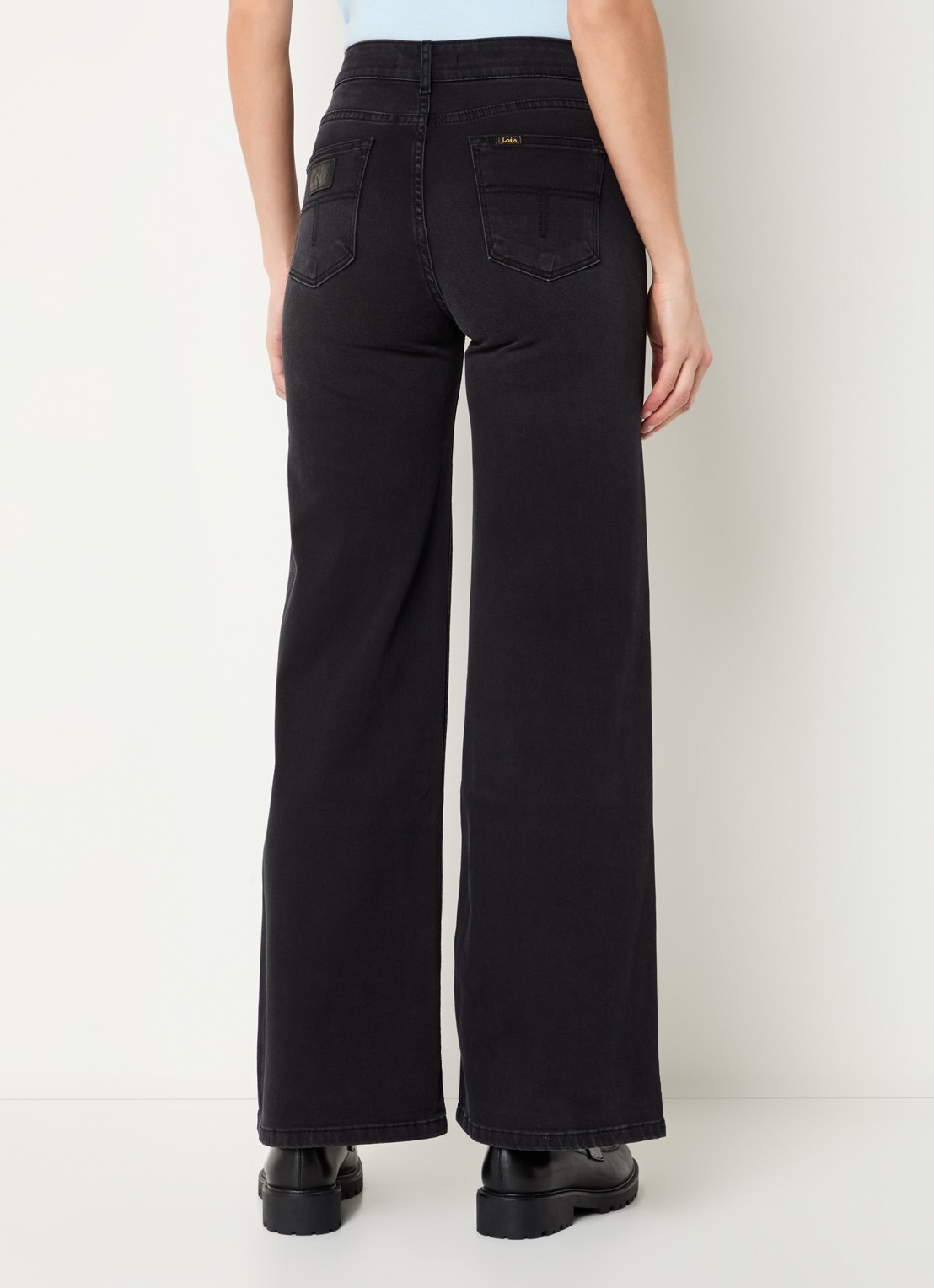 Lois Hypersoft high waist flared jeans met steekzakken - achterkant 3 zwart