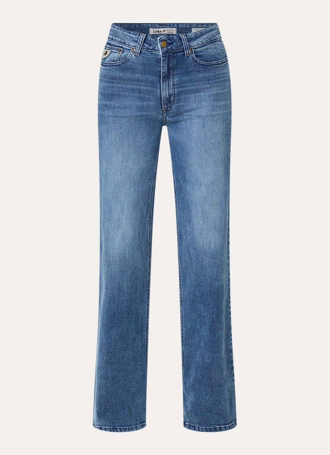 Lois Hypersoft high waist flared jeans met steekzakken - voorkant 2 donkerblauw