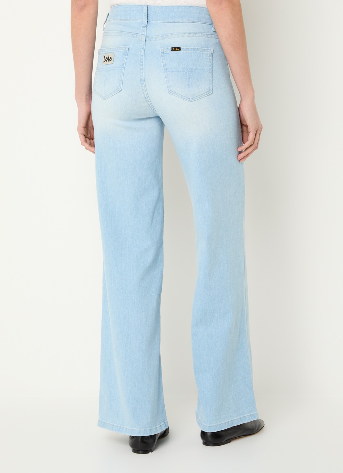 Lois Hypersoft high waist flared jeans met steekzakken - achterkant indigo