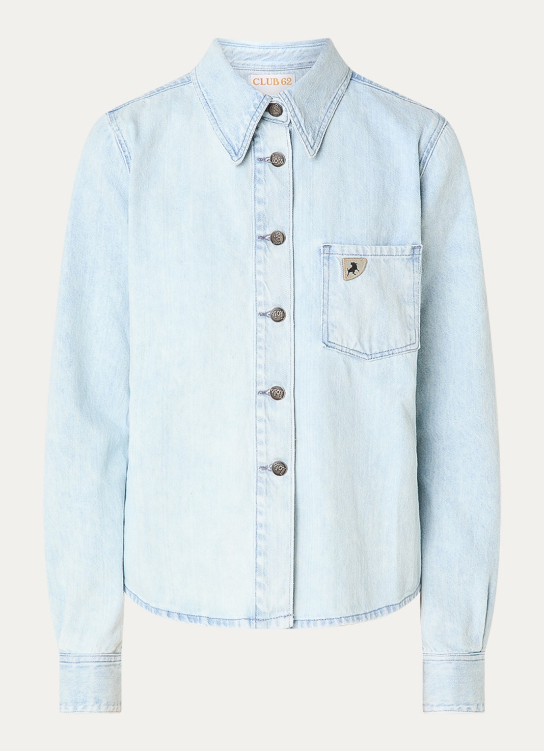Lois Isa blouse van denim - voorkant 2 lichtblauw