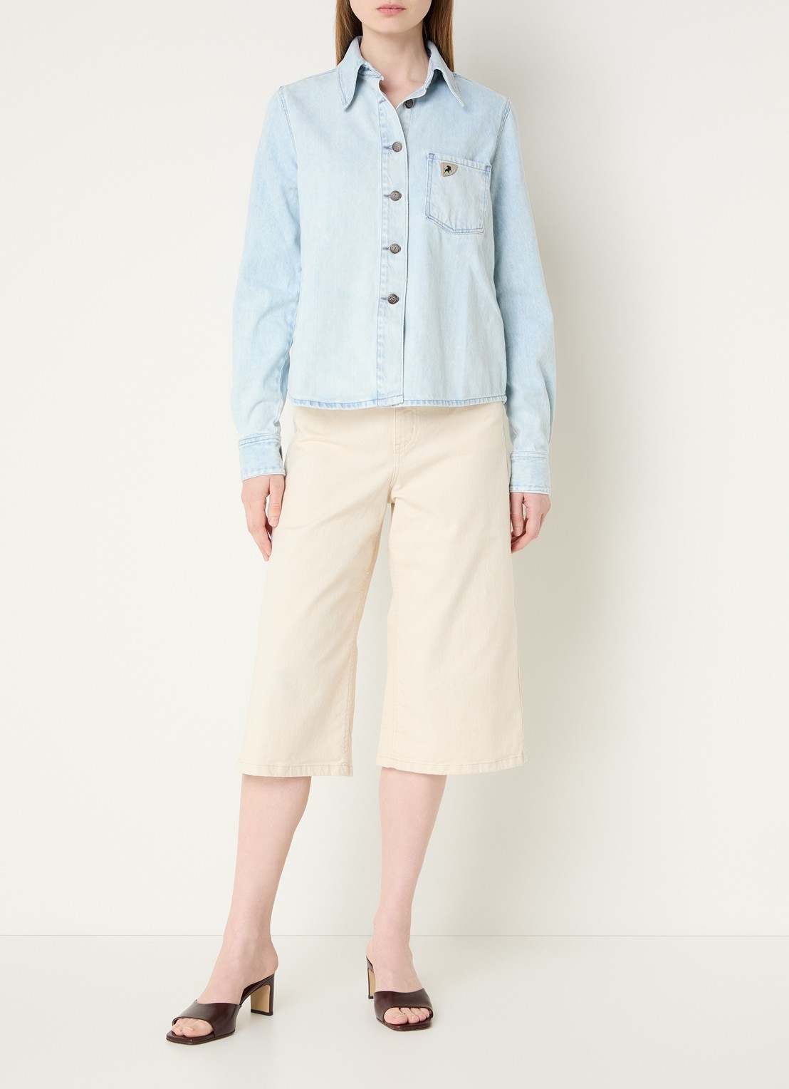 Lois Isa blouse van denim - voorkant 3 lichtblauw
