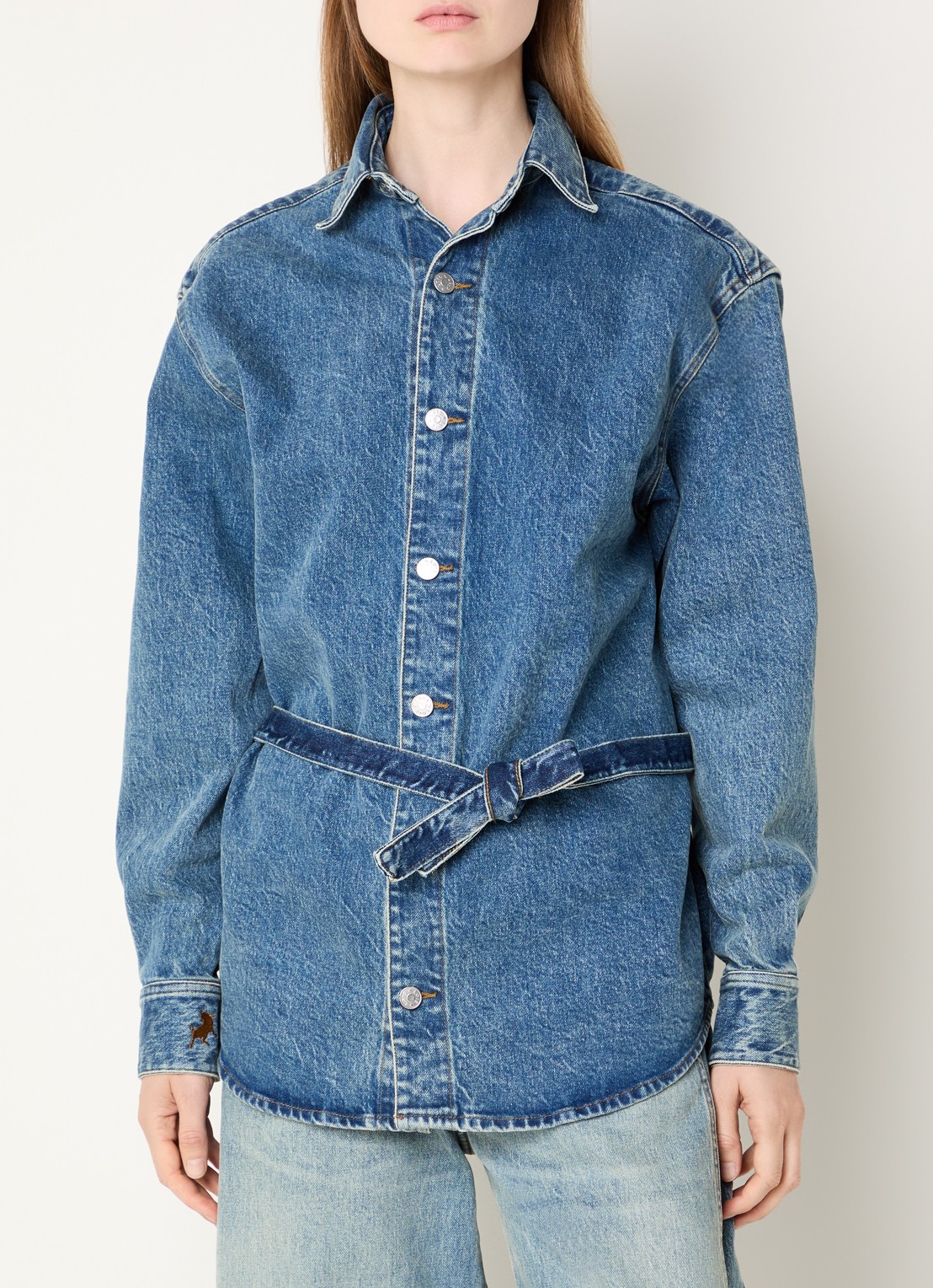 Lois Lea blouse van denim met ceintuur en medium wassing - detail 2 jeans