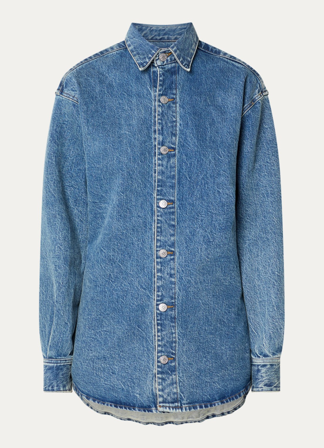 Lois Lea blouse van denim met ceintuur en medium wassing - voorkant 3 jeans