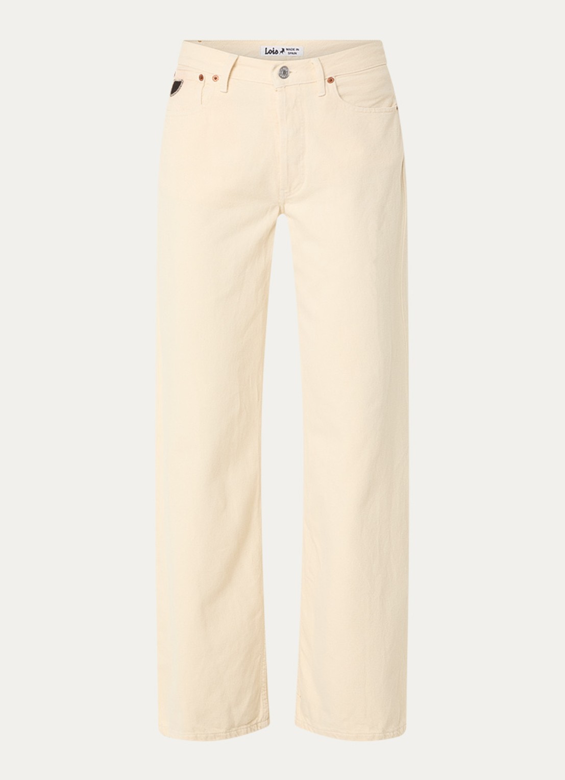 Lois Lindsay mid waist wide leg jeans met gekleurde wassing - voorkant 2 lichtgeel