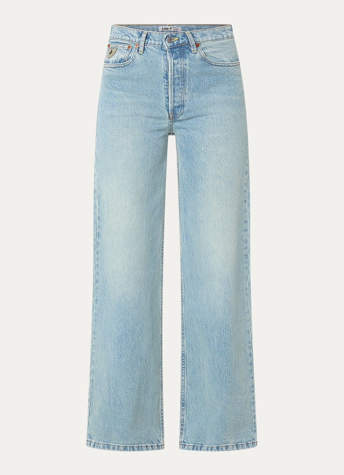 Lois Lindsay mid waist wide leg jeans met lichte wassing - voorkant 2 indigo