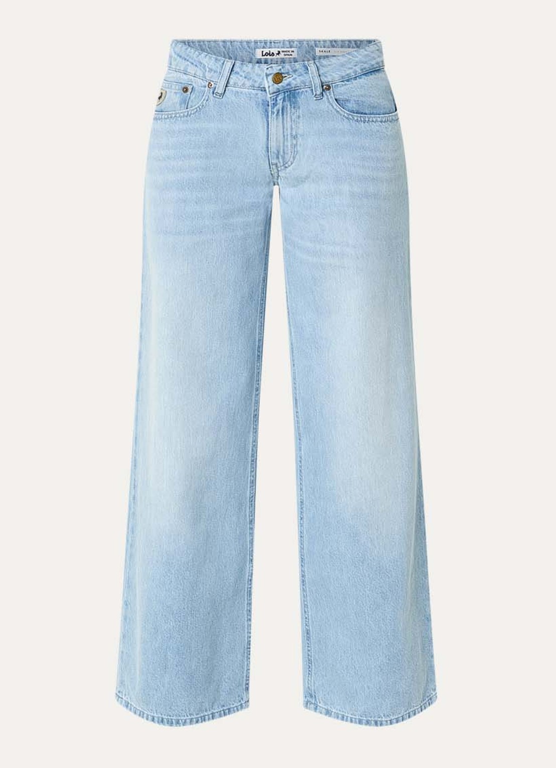 Lois Low waist loose fit jeans met lichte wassing - voorkant lichtblauw