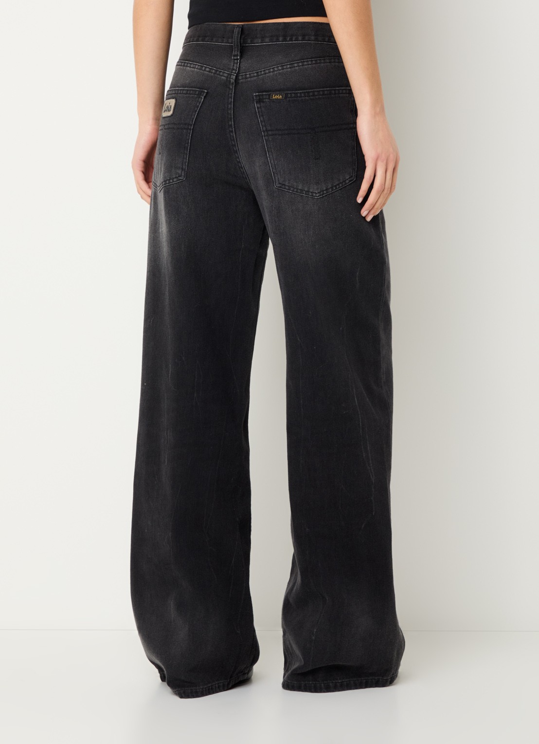 Lois Low waist wide leg jeans met donkere wassing - achterkant zwart