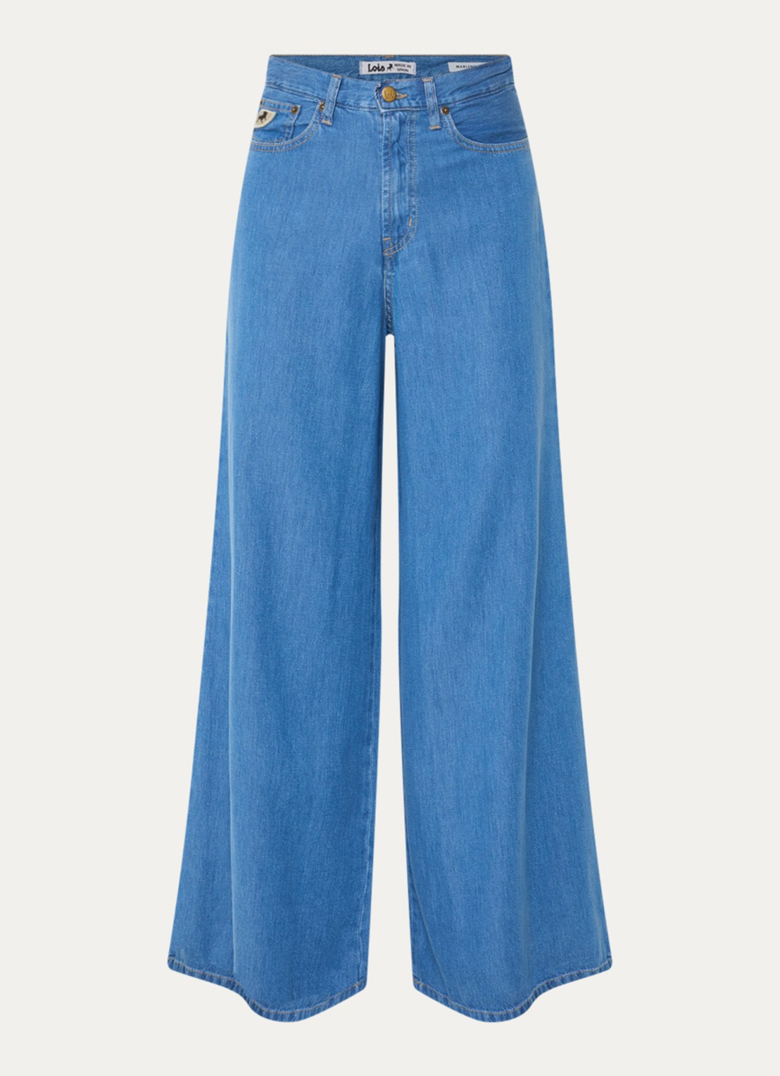 Lois Marlene high waist wide fit broek - voorkant 4 indigo