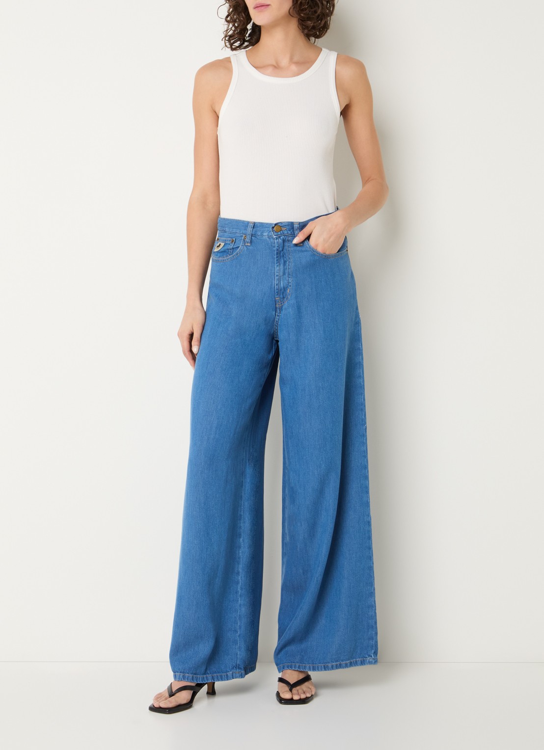 Lois Marlene high waist wide fit broek - voorkant 5 indigo