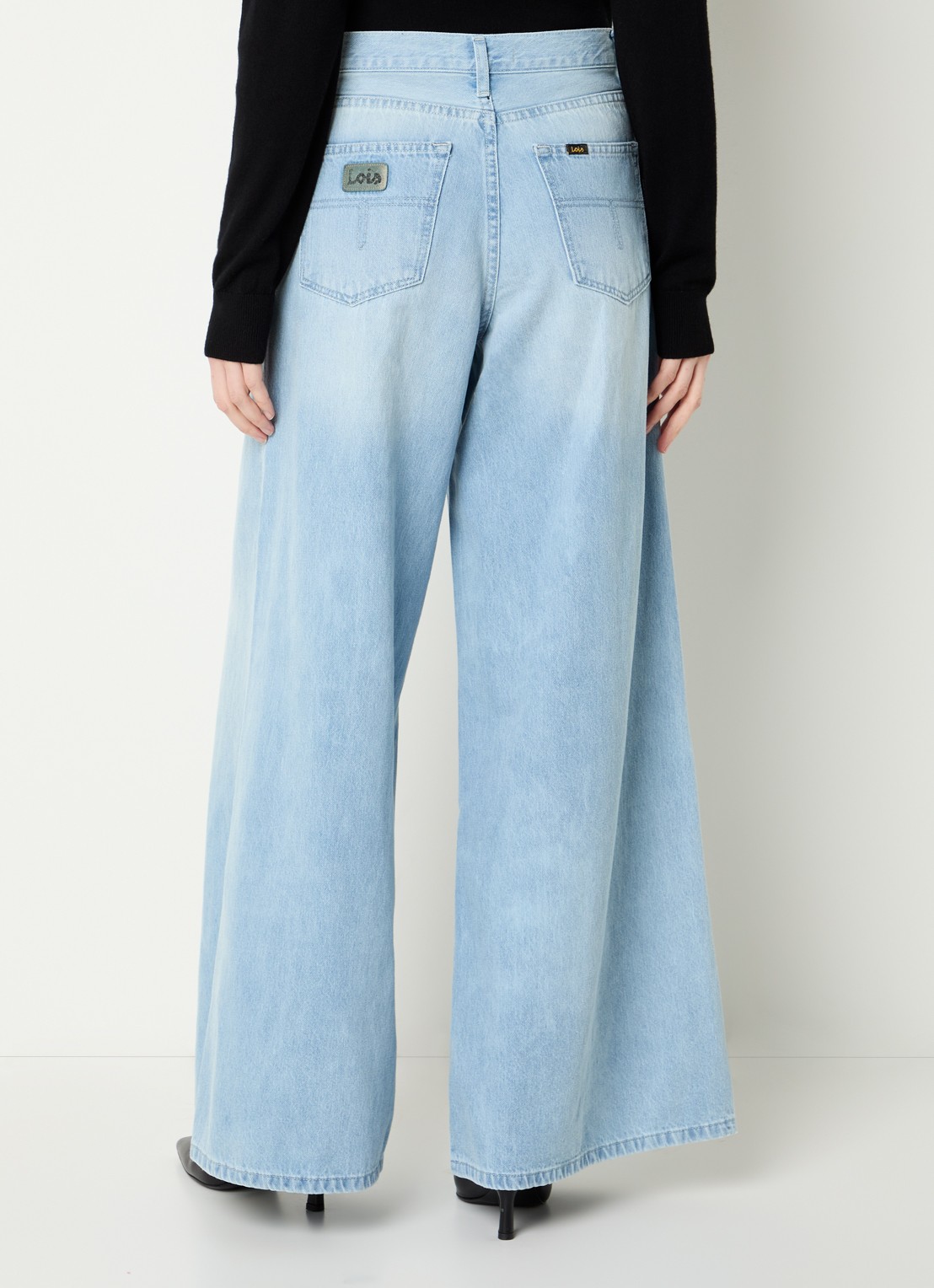 Lois Marlene high waist wide fit broek - achterkant 3 lichtblauw