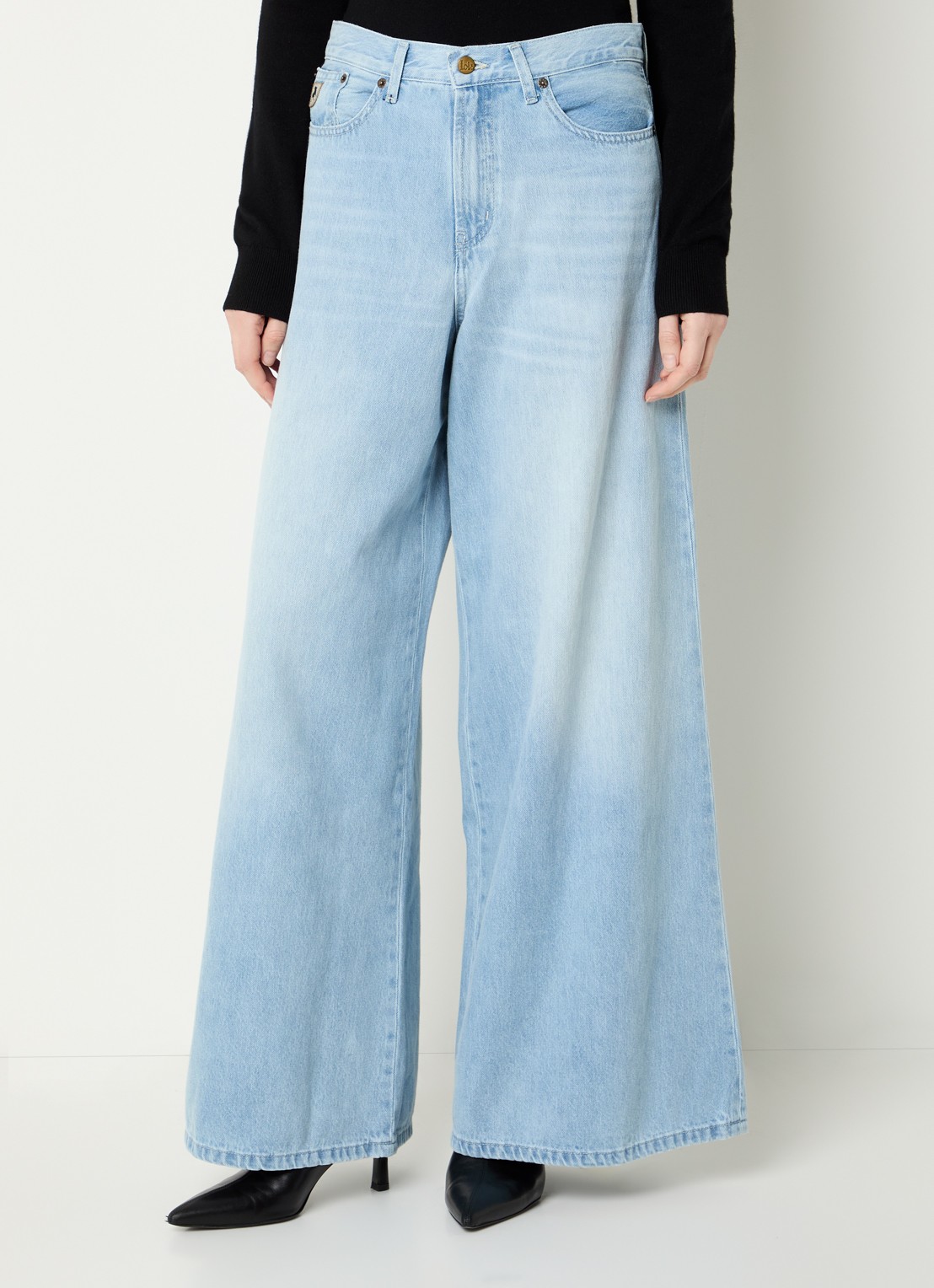 Lois Marlene high waist wide fit broek - detail lichtblauw