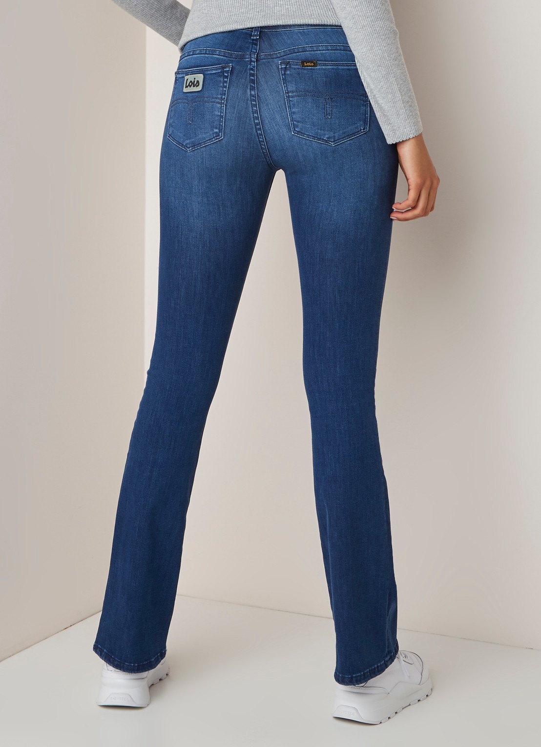 Lois Melrose high waist flared fit jeans - achterkant indigo
