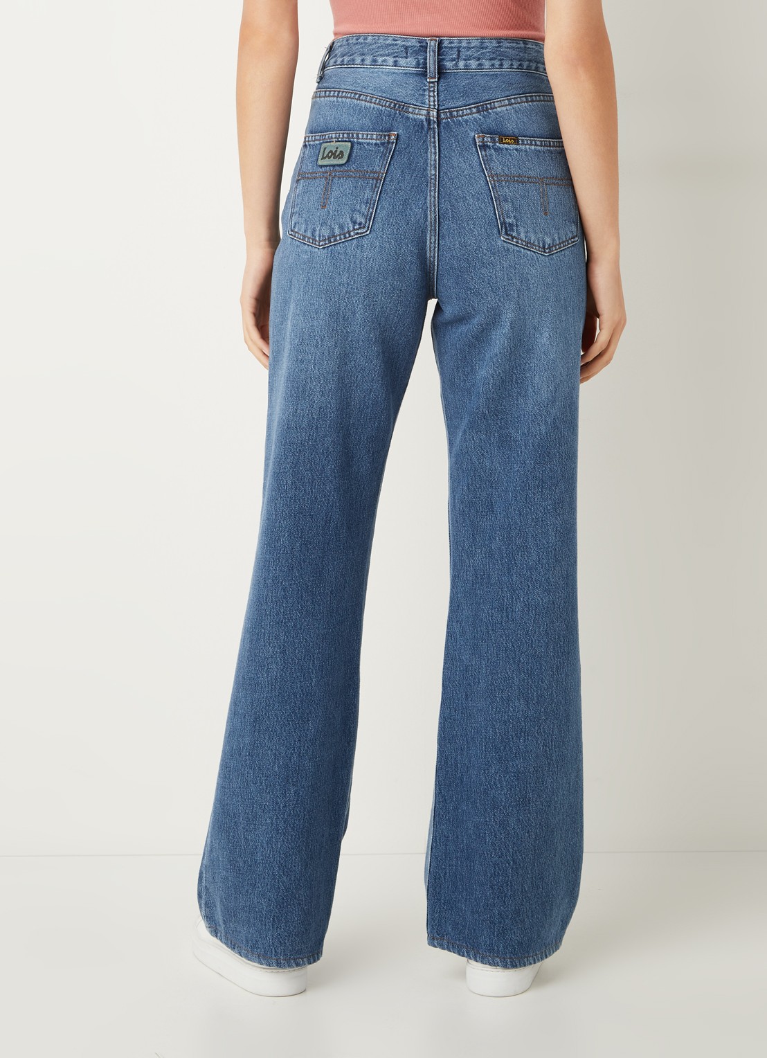 Lois Ninette high waist loose fit jeans met medium wassing  - achterkant indigo