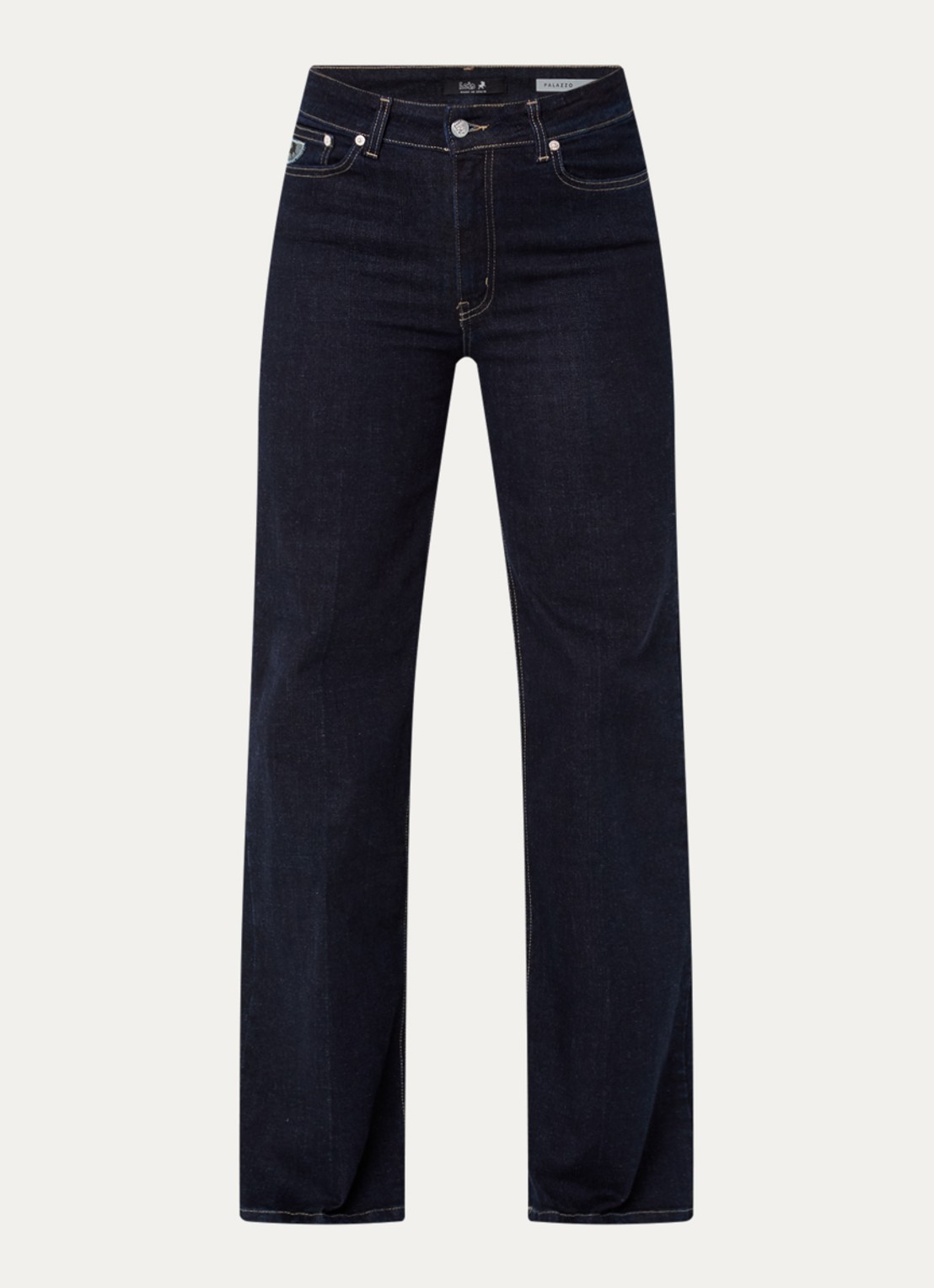 Lois Palazzo high waist flared fit jeans met donkere wassing - voorkant 4 donkerblauw