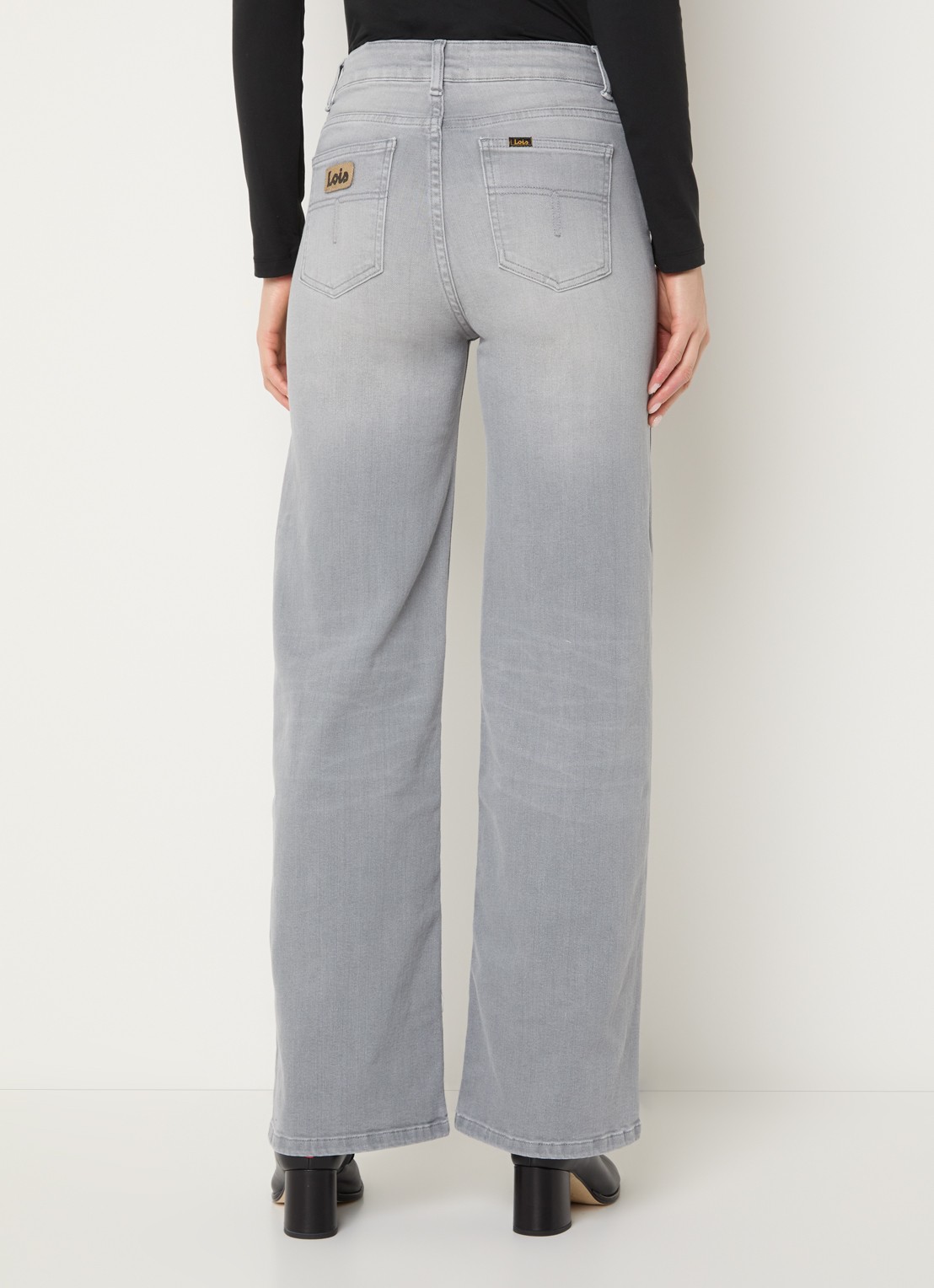 Lois Palazzo high waist flared fit jeans met medium wassing - achterkant 3 grijs