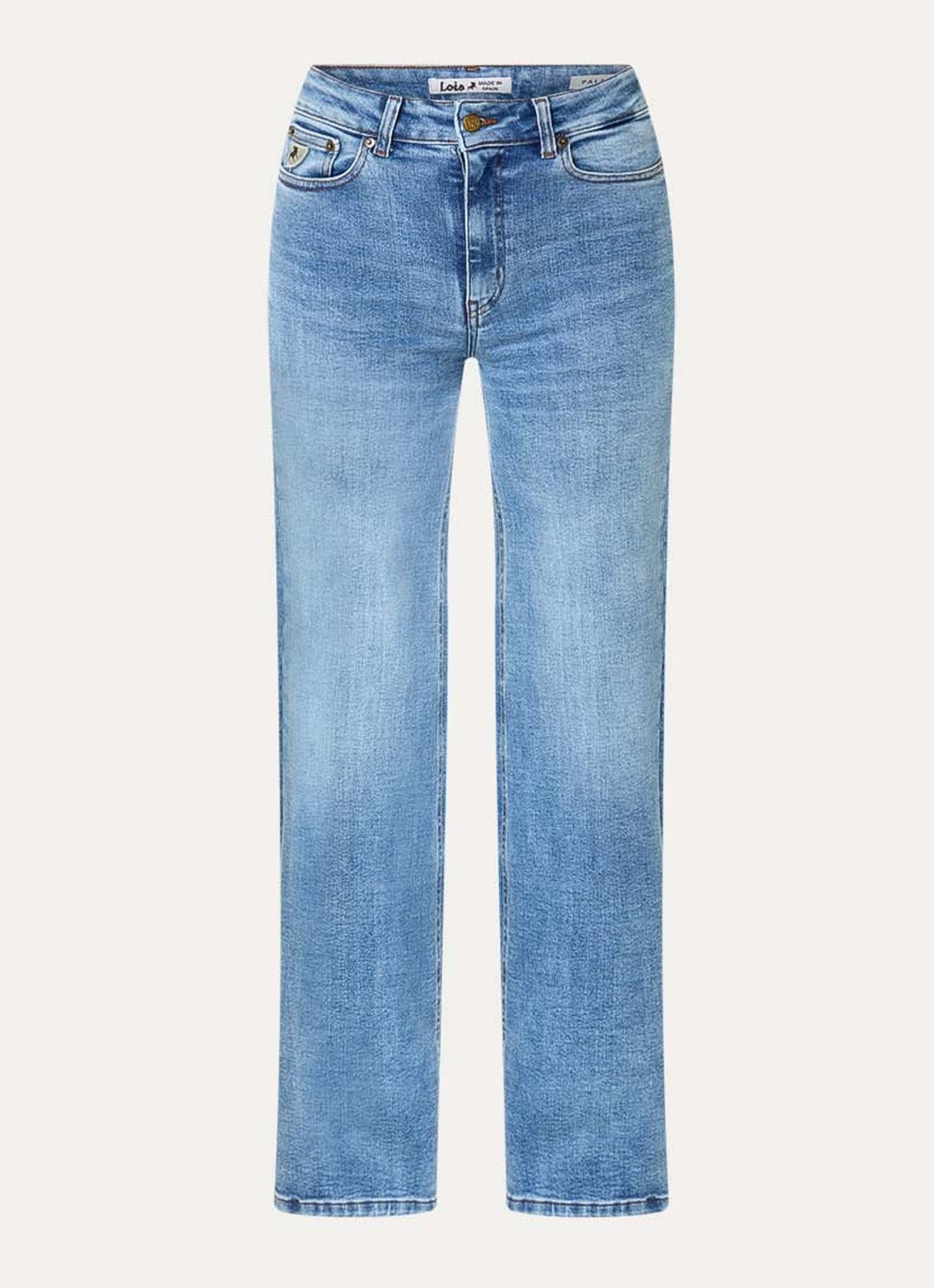Lois Palazzo high waist flared fit jeans met medium wassing - voorkant 3 indigo