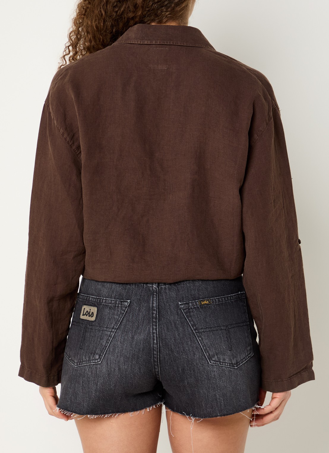 Lois Pia blouse met gestrikt detail - achterkant 4 bruin