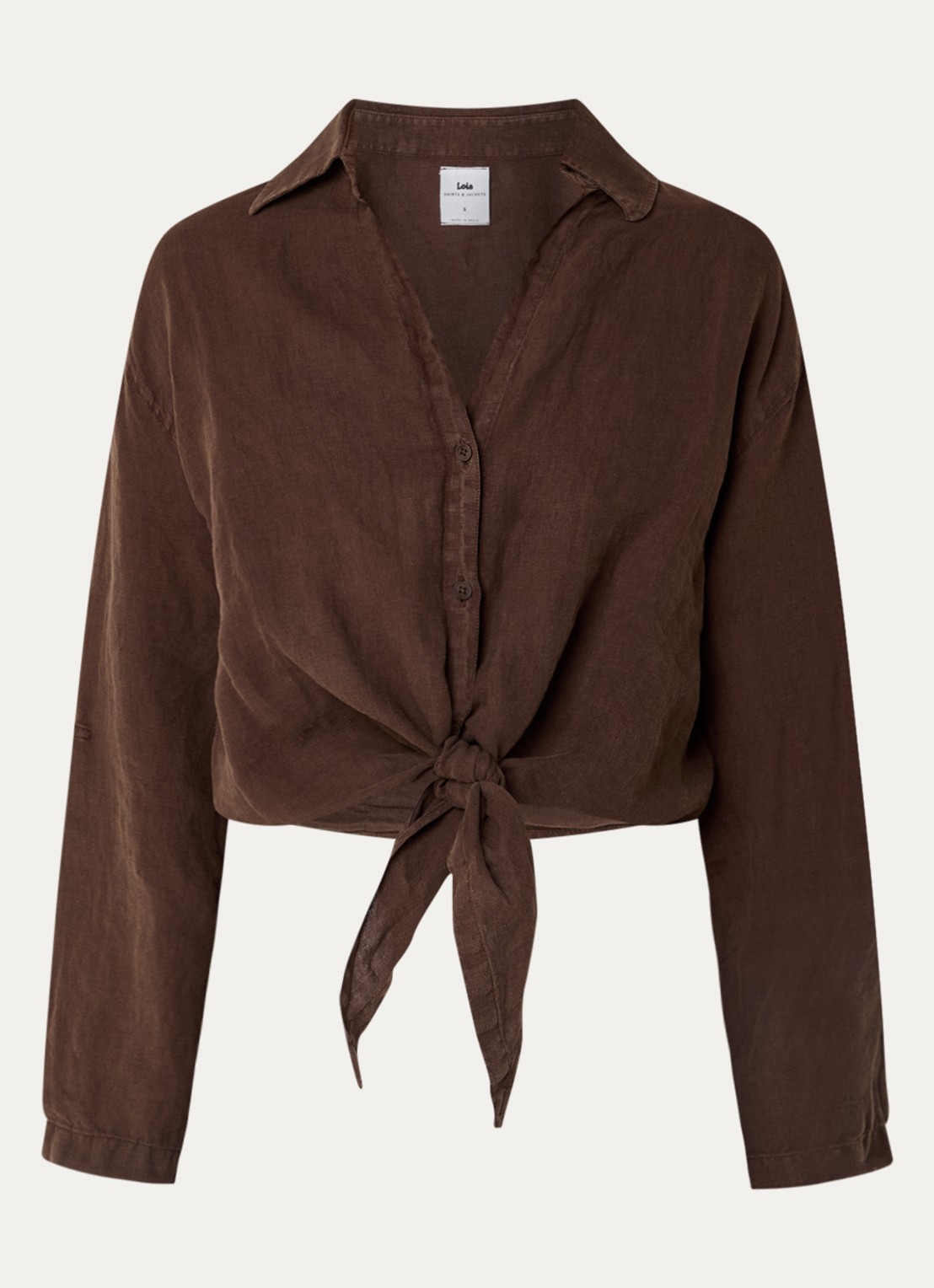 Lois Pia blouse met gestrikt detail - voorkant bruin