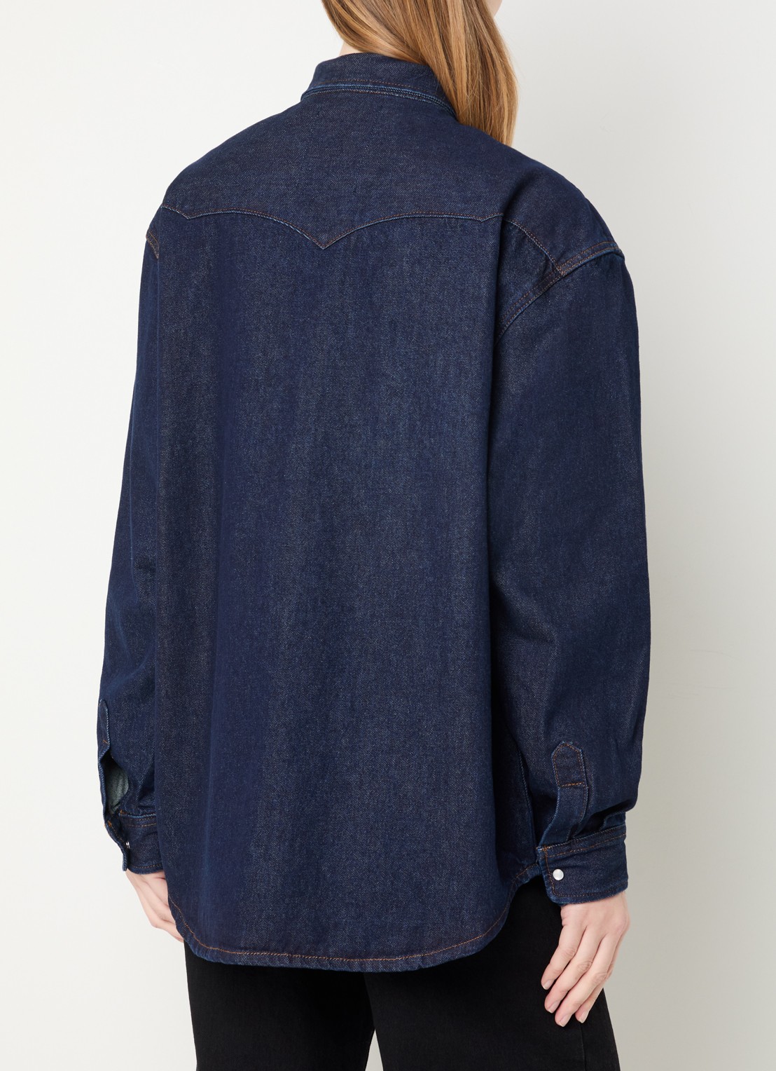 Lois Rafael overshirt van denim met borstzakken - achterkant indigo