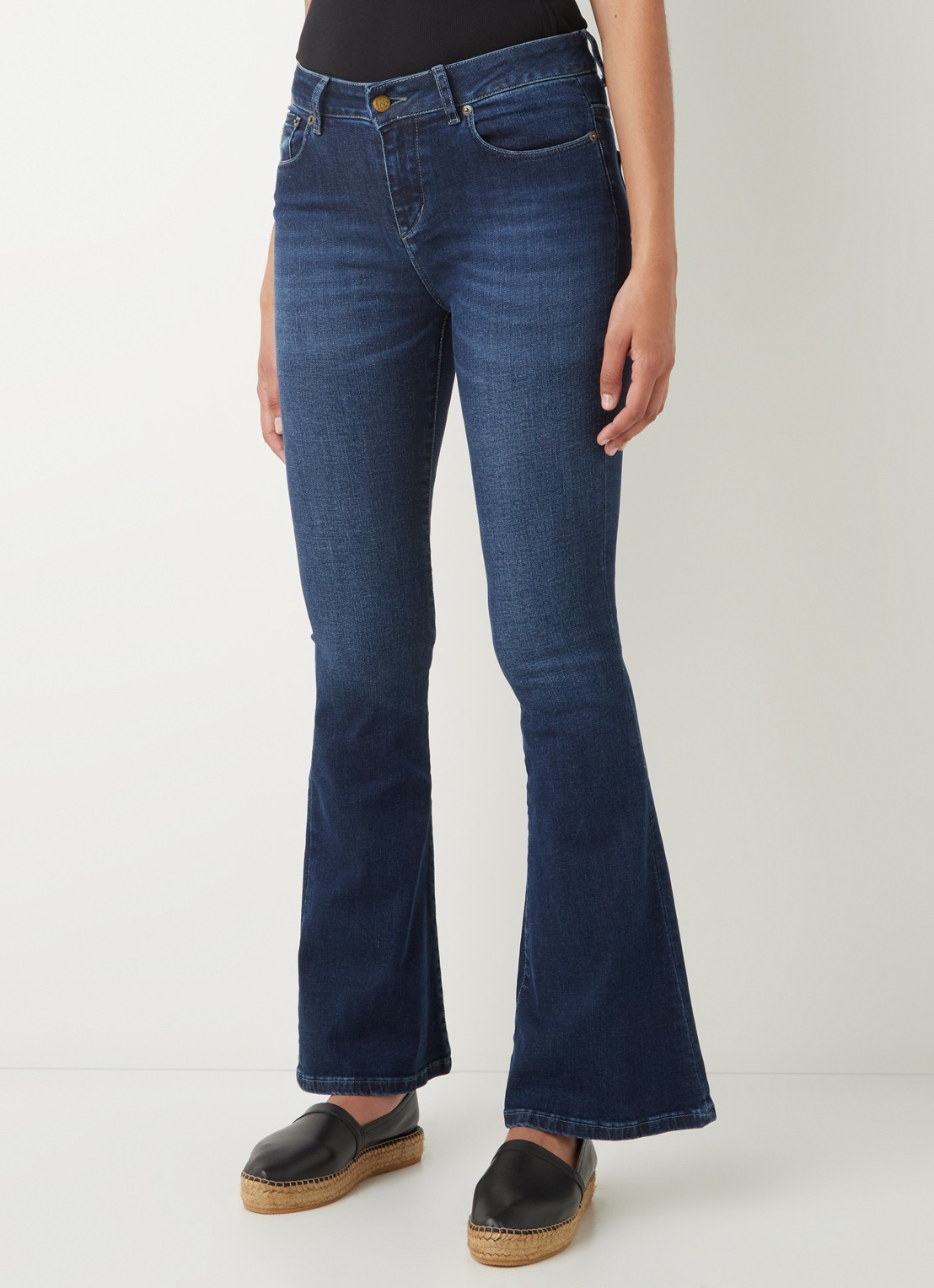 Lois Raval high waist flared fit jeans met donkere wassing - detail 2 indigo