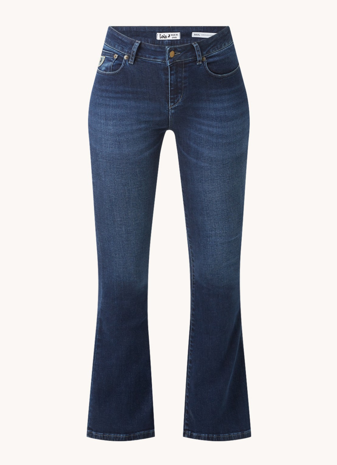Lois Raval high waist flared fit jeans met donkere wassing - voorkant 4 indigo