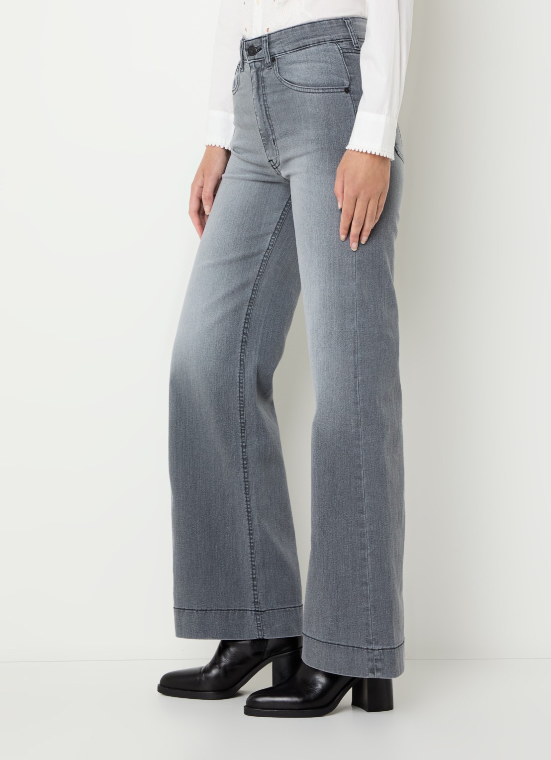 Lois Rosa high waist wide leg jeans met steekzakken - detail 2 grijs