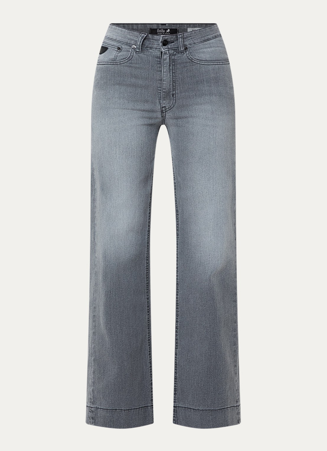 Lois Rosa high waist wide leg jeans met steekzakken - voorkant 4 grijs