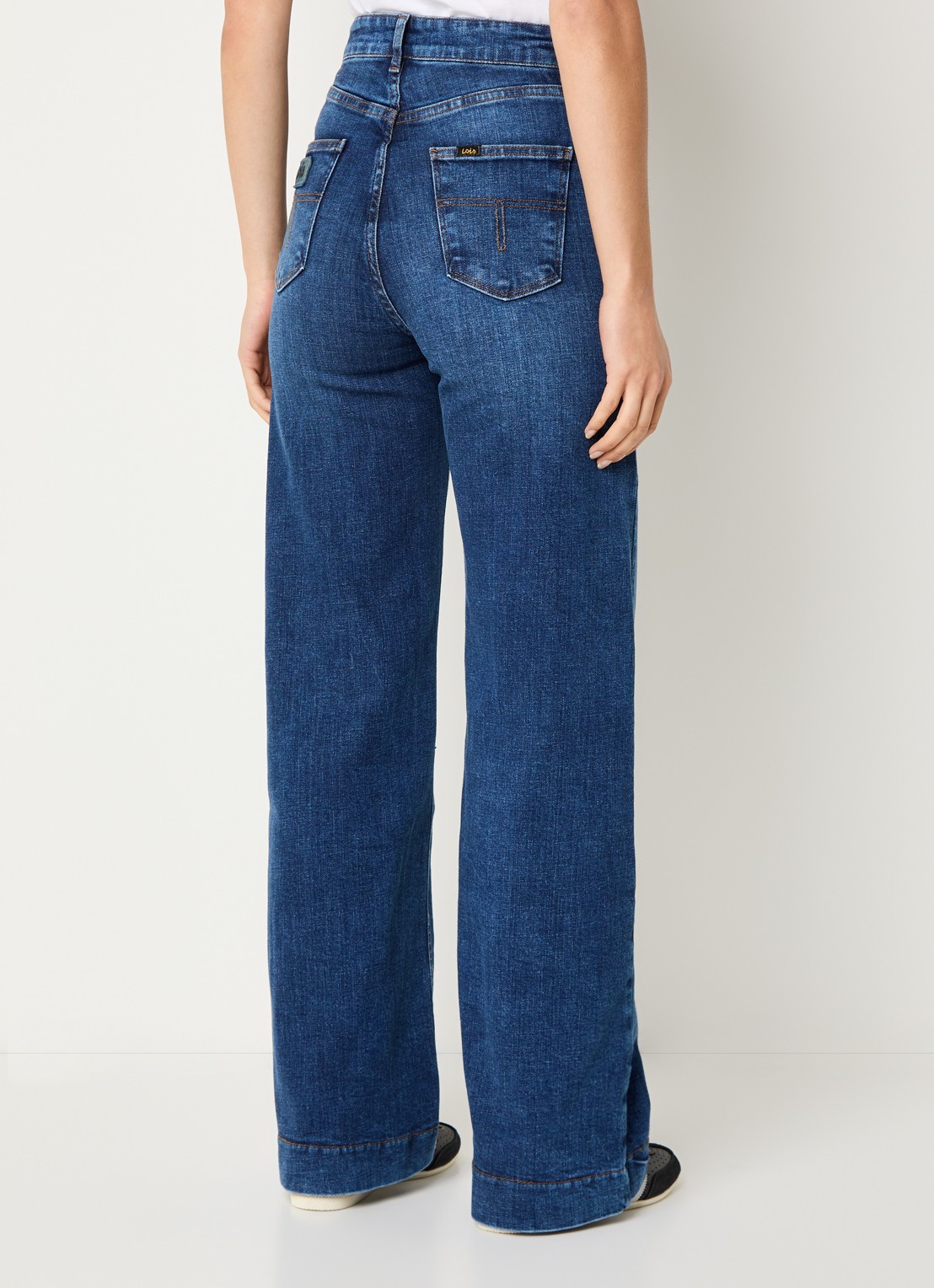 Lois Rosa high waist wide leg jeans met steekzakken - achterkant 3 indigo