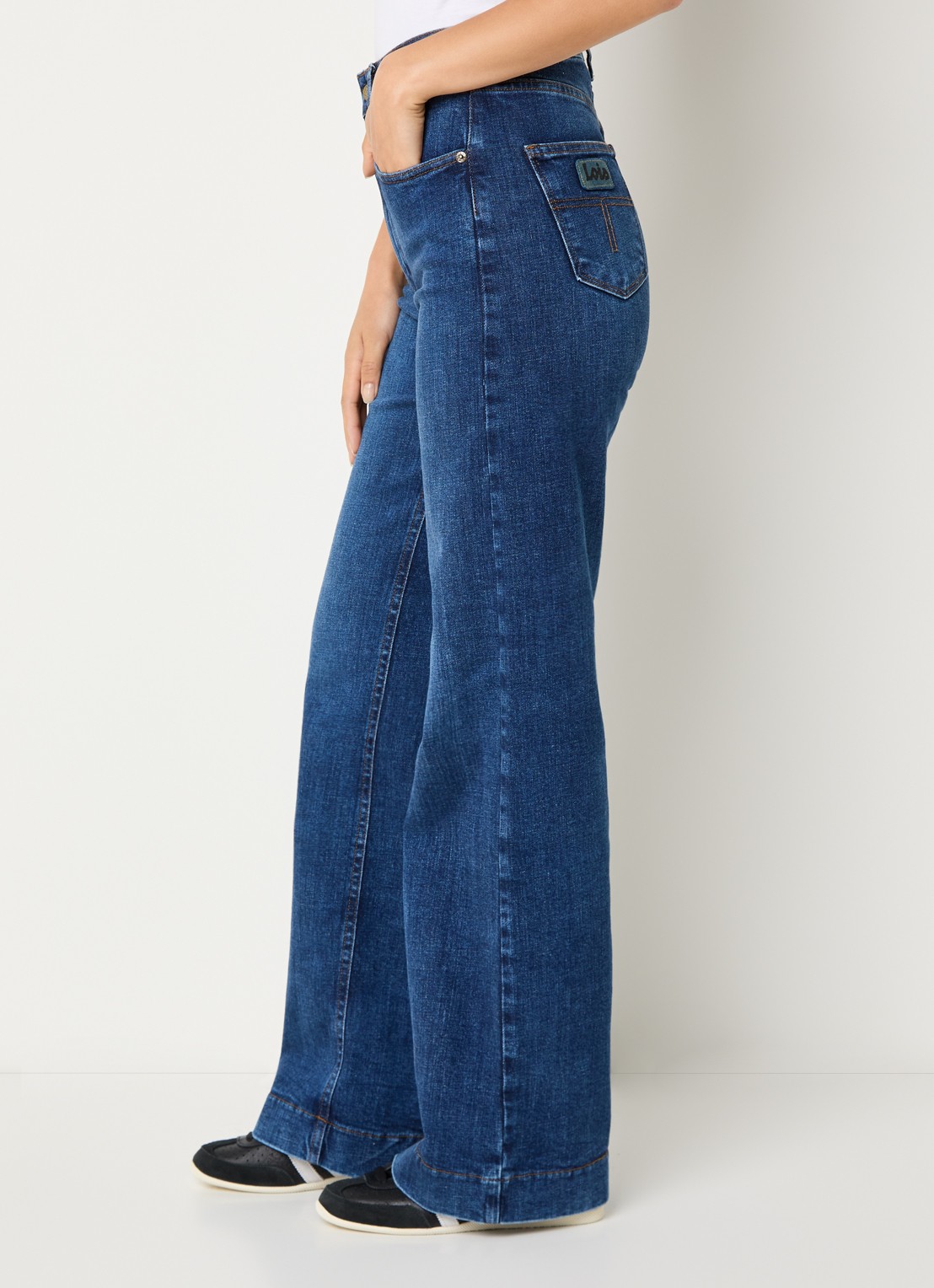 Lois Rosa high waist wide leg jeans met steekzakken - detail 5 indigo