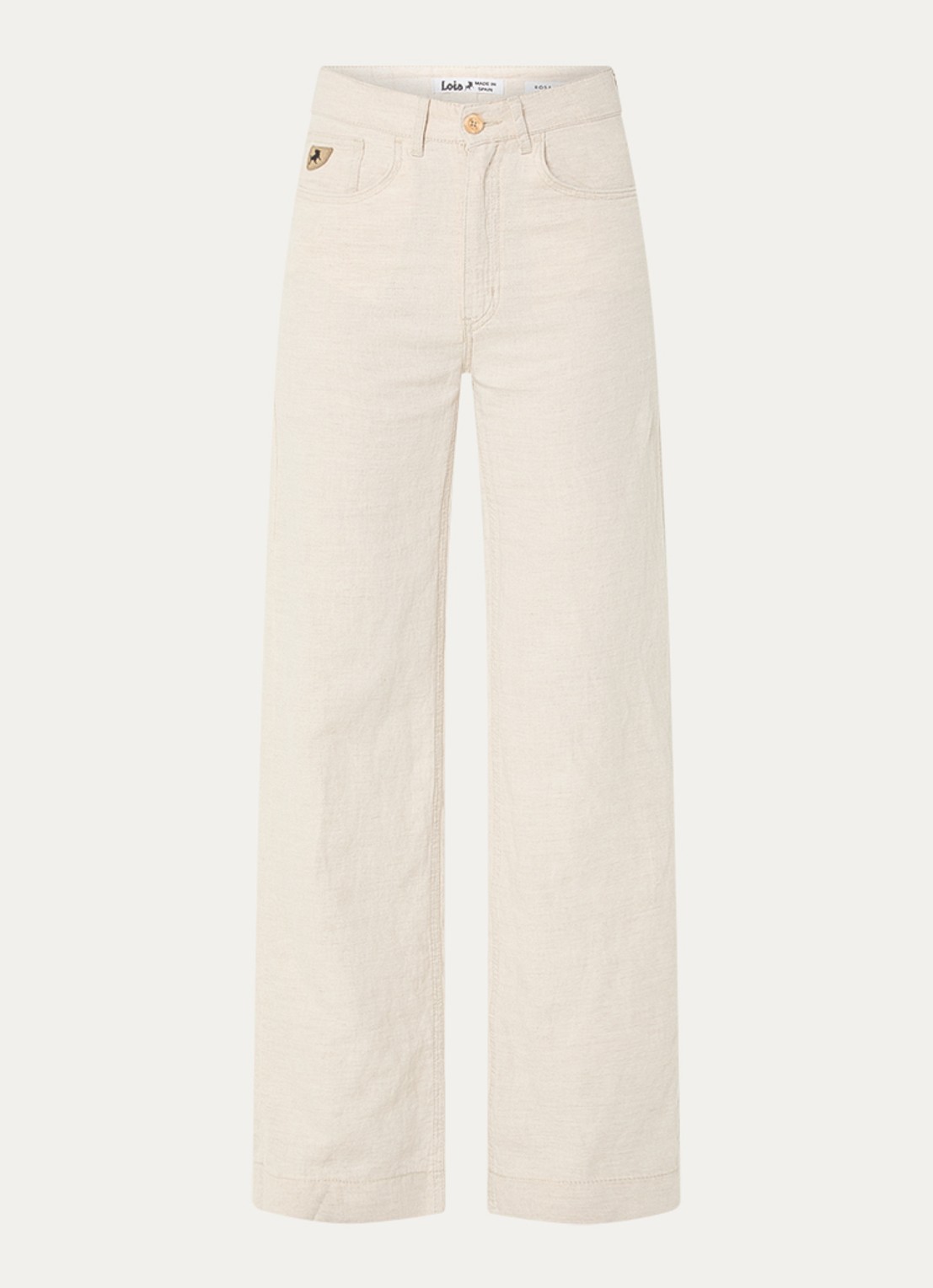 Lois Rosa-R high waist loose fit pantalon in linnenblend - voorkant 4 beige