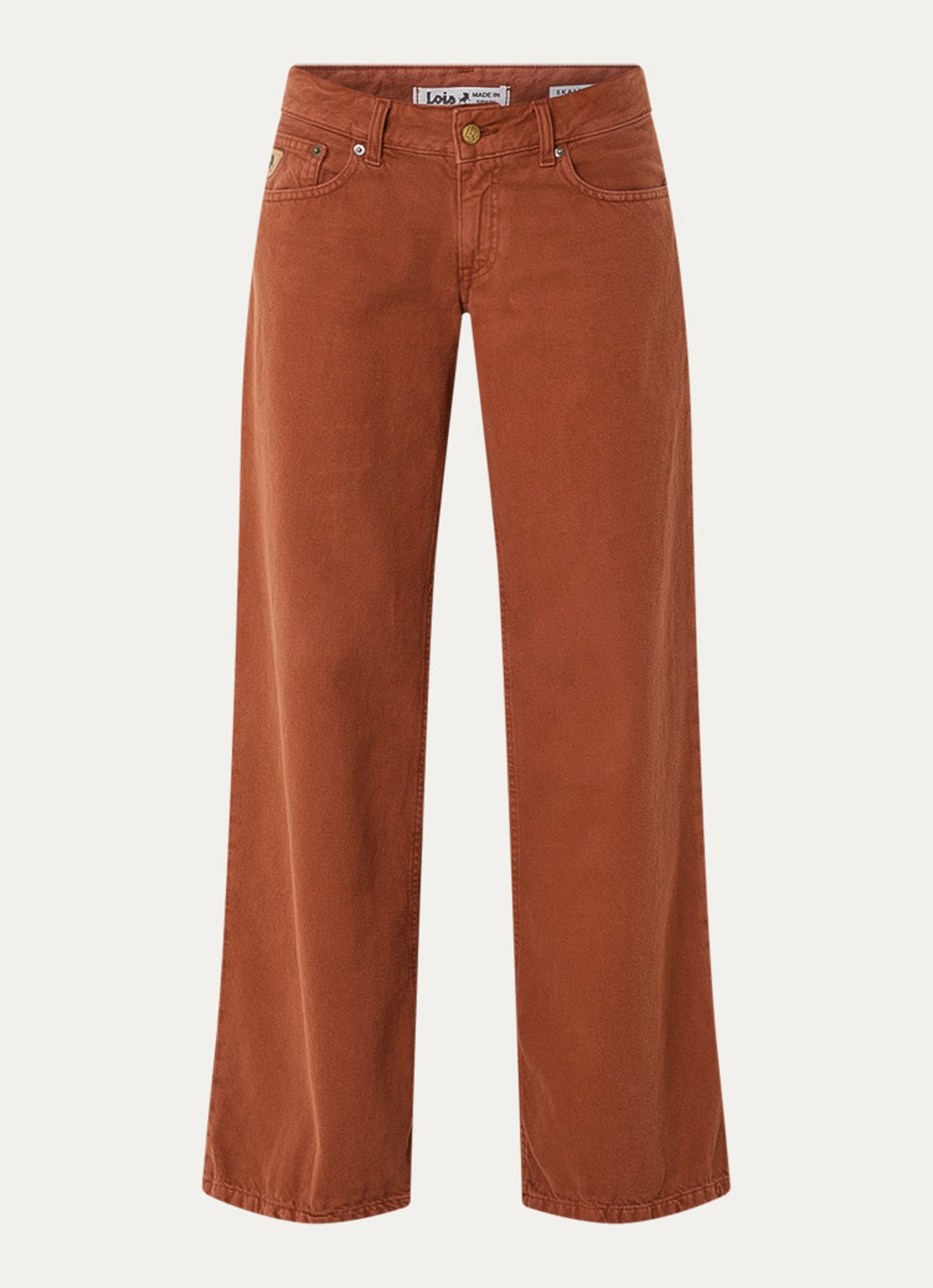 Lois Skale mid waist wide leg jeans met gekleurde wassing - voorkant 4 oranjebruin