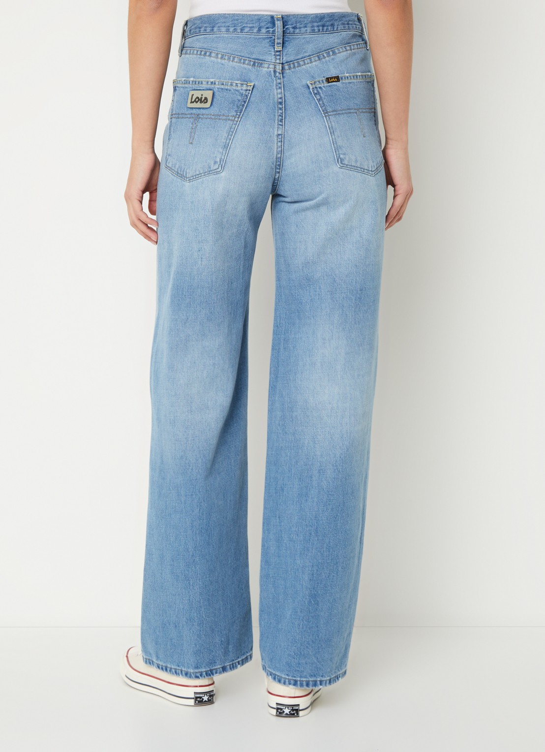 Lois Skater high waist loose fit jeans met lichte wassing - achterkant indigo