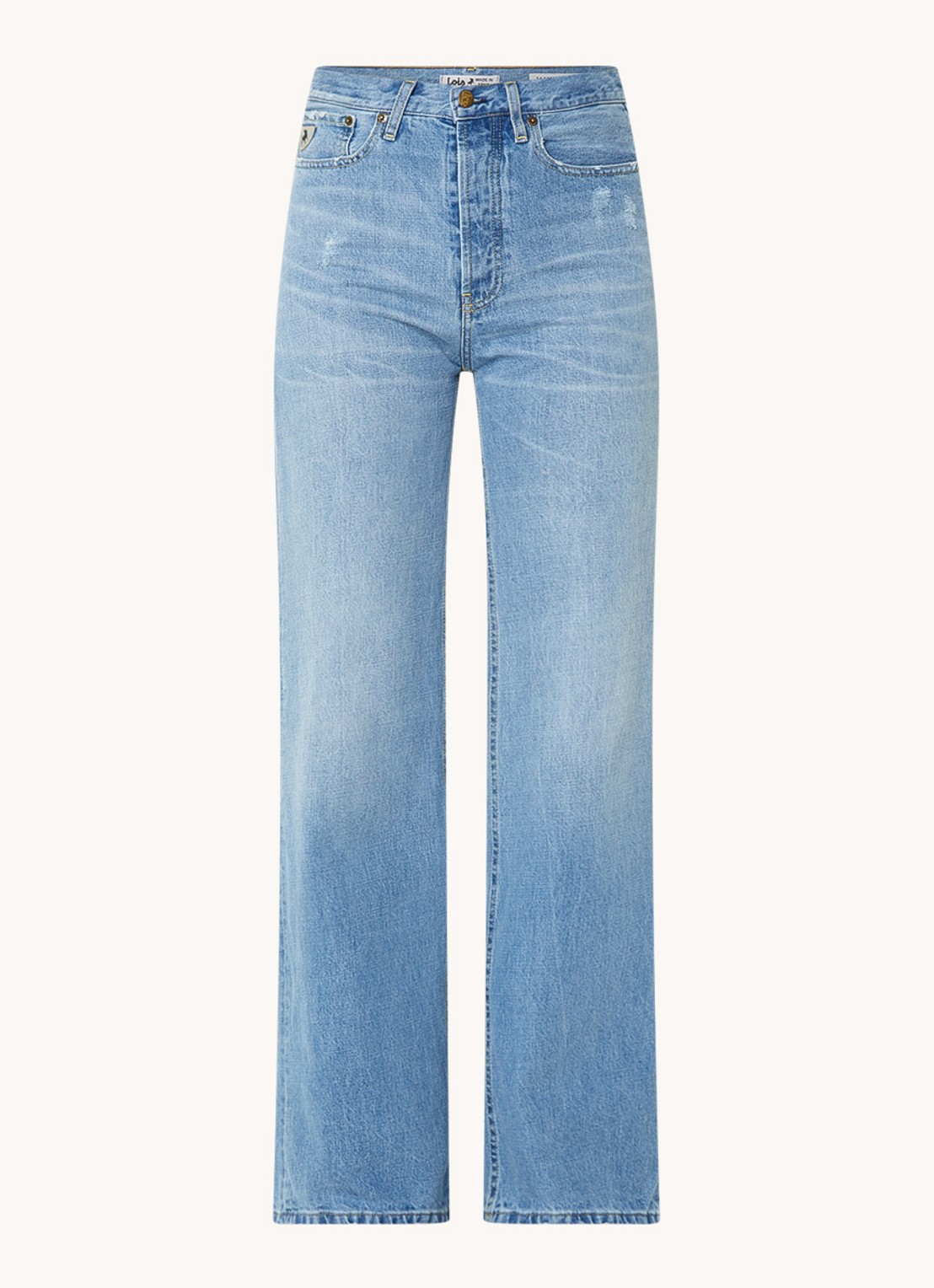 Lois Skater high waist loose fit jeans met lichte wassing - voorkant 4 indigo