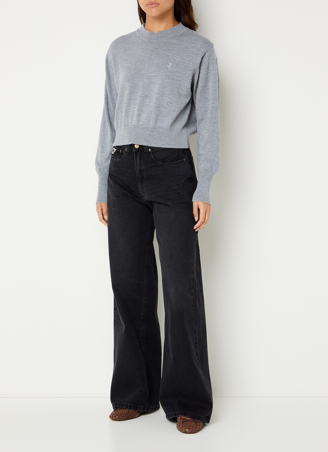 Lois Skater Loose-Z mid waist loose fit jeans met steekzakken - voorkant 2 zwart
