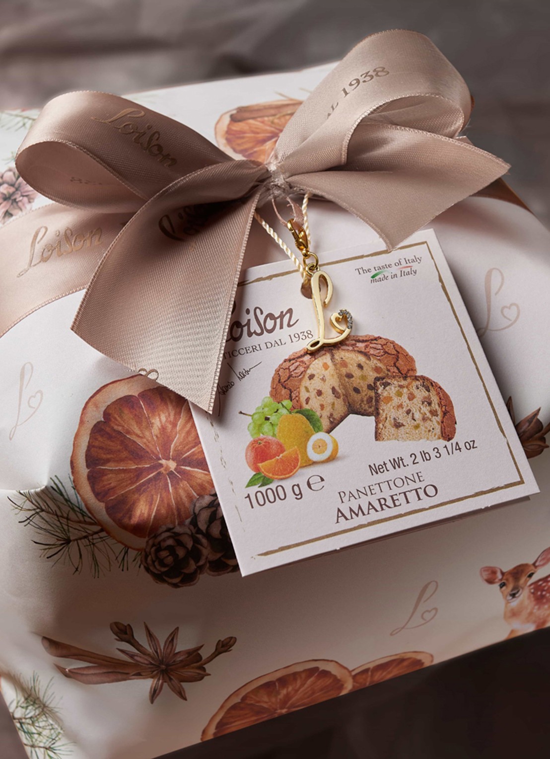 Loison Macaroon panettone 1000 gram - achterkant beige
